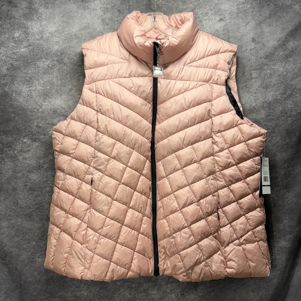 Big Chill Pink Multi Quilted Puffer Vest Plus Size 3X Down Blend Winter Outdoor